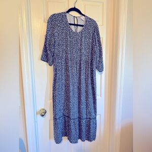 Maternity Dress - size XL Isabel Maternity blue and white dot dress.